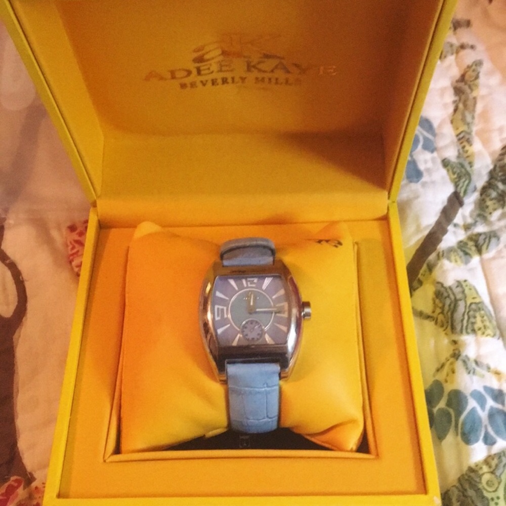 Adee Kaye Pearlized Face Watch Periwinkle Blue - Picture 2 of 5